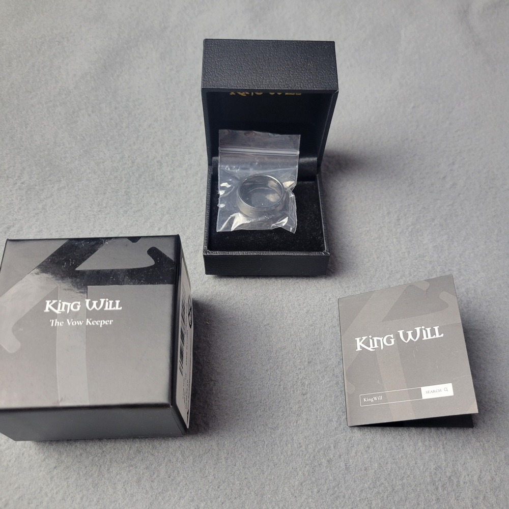 King Will Men 8mm Tungsten‎ Carbide Ring Matte Gray Brushed Beveled Edge Size 10